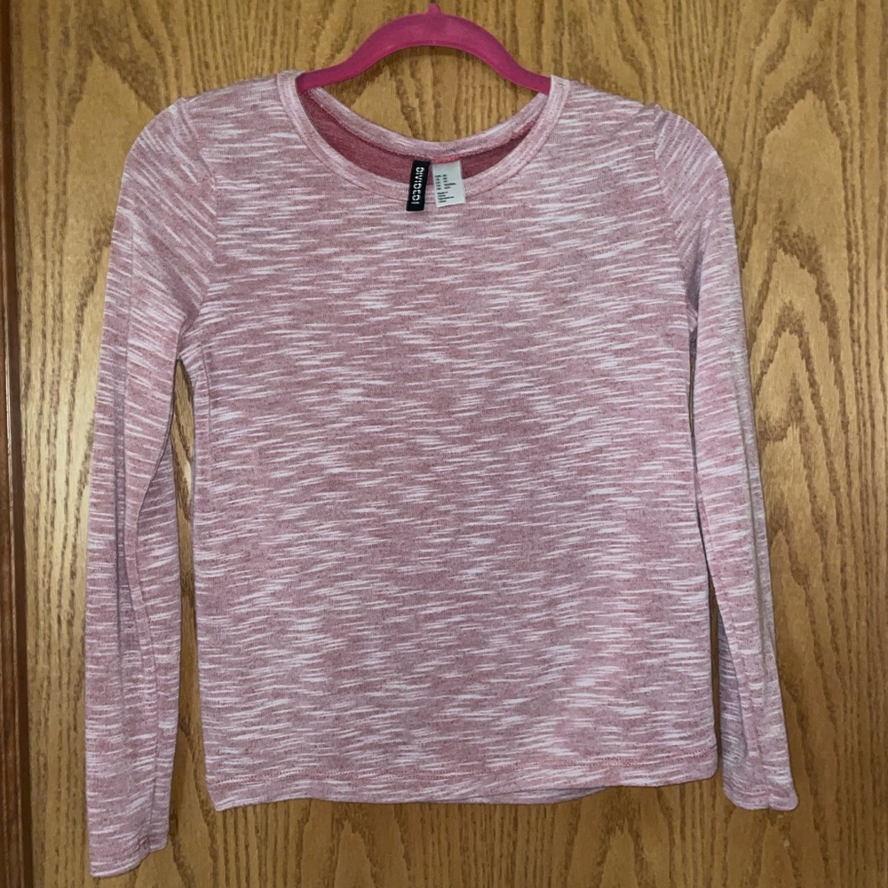 Red with white patterned long sleeve top